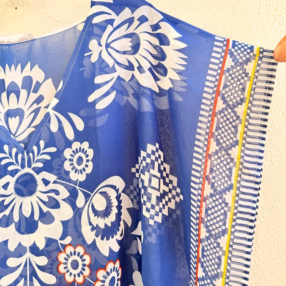 NWT CupShe blue print swim cover up